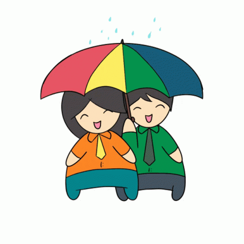 a couple under an umbrella on a white background