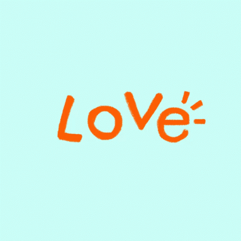 a blue love lettering is shown on a yellow background
