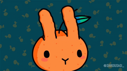a cartoon bunny rabbit with a bell on its nose