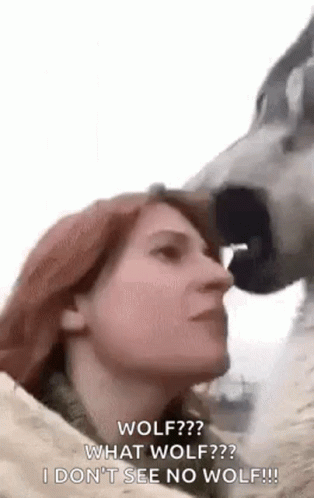 an image of a woman kissing a wolf