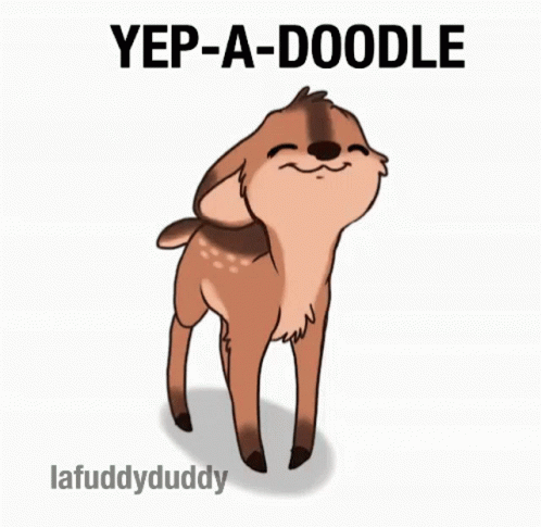 the cartoon avatar of a dog standing on its legs with the caption, yep a - doodle