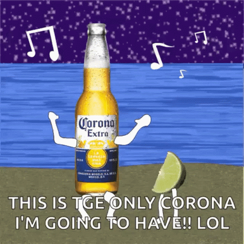 a corona advertit with a man holding a beer