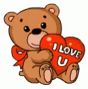 blue teddy bear holding a heart and the word i love u