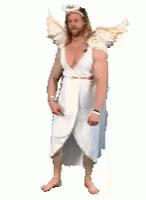 an animation figure in a white suit with wings