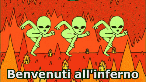 three aliens skateboarding on an alien screen