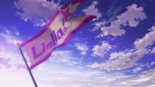 a flag with the name lloyd flying in front of a pink sky