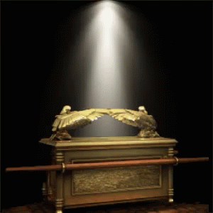 a silver casket sitting under an illuminated light