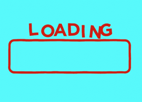 loading on with blue writing on a yellow background