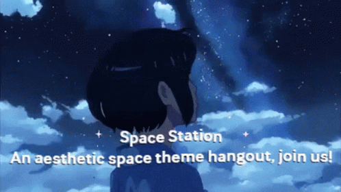 a anime avatar stares into the sky at space station