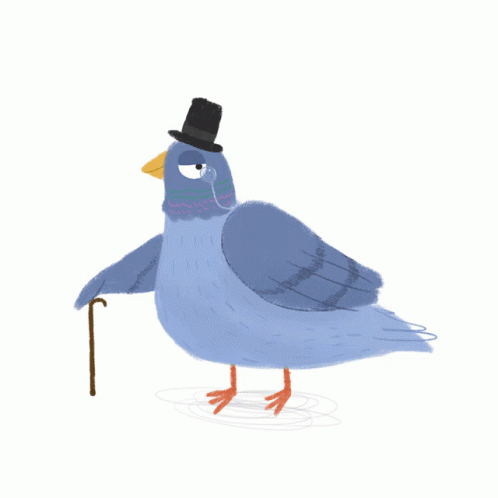 an illustration of a bird in a top hat and cane