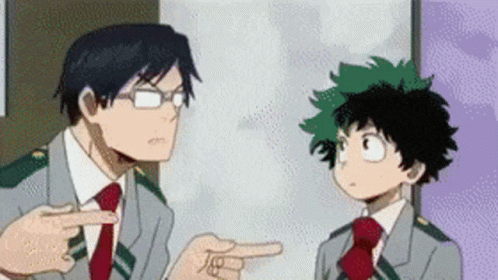 two male anime with glasses talking to each other
