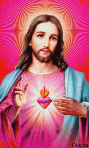 a painting of jesus holding a heart with the word, i am jesus