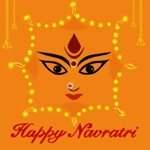 an artistic, blue poster with the words happy navrath written across it
