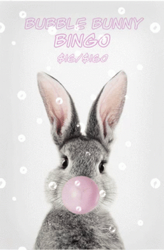 an image of a bunny blowing bubbles on its face
