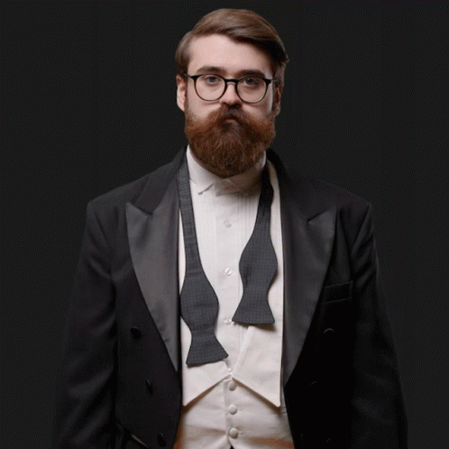 man with beard and bow tie wearing a jacket