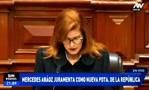woman on television with the caption mercedes araoj janenata confuenta de la repubolica