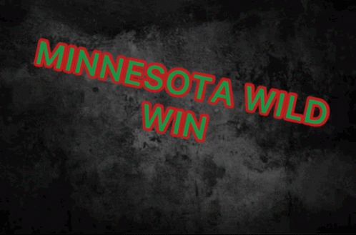 a minnesota wild win sign in blue against a black background
