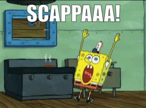 a cartoon scene with the words scapaa and a tv in the background