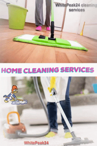 there is a cleaner cleaning a floor with a floor mop