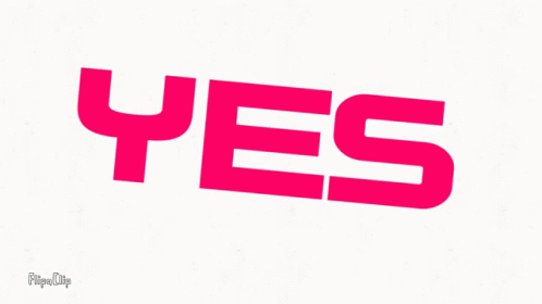 a logo for yes with purple lettering