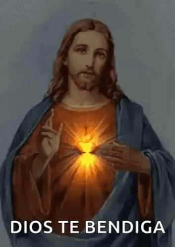 jesus holding a glowing ball and showing the name of jesus