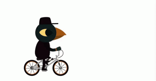 an animated character is riding a bike