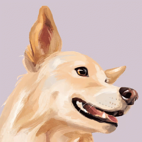 an art work of a white dog's face
