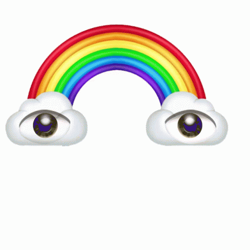 a multicolored rainbow with eyeballs coming out