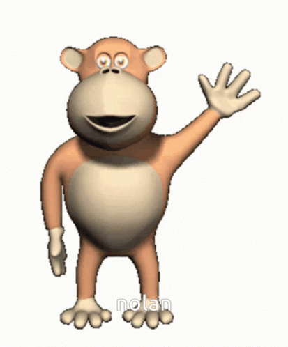 an animated character waving and standing