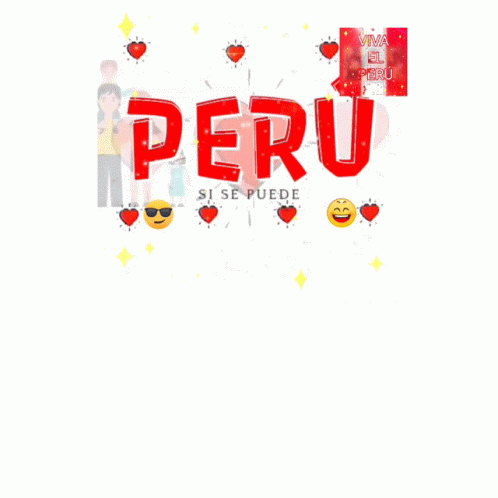 the word peru made with a picture of the girl, sun and cloud