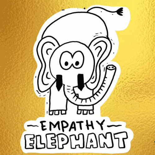 an elephant sticker is displayed on a blue background