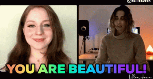 two girls with a message that says you are beautiful