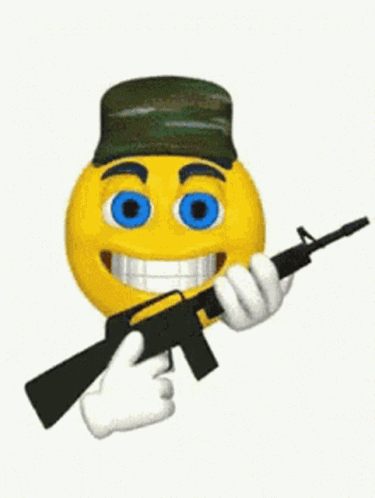 an emoten is holding a rifle in a cartoon like image