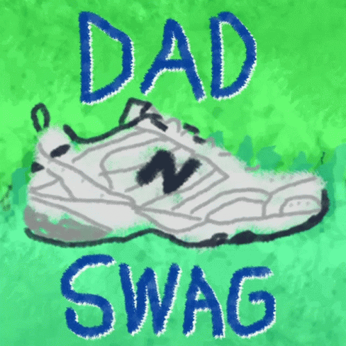 a shoe with the word dad swag painted on it
