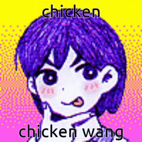a chicken character with caption saying'chicken wang