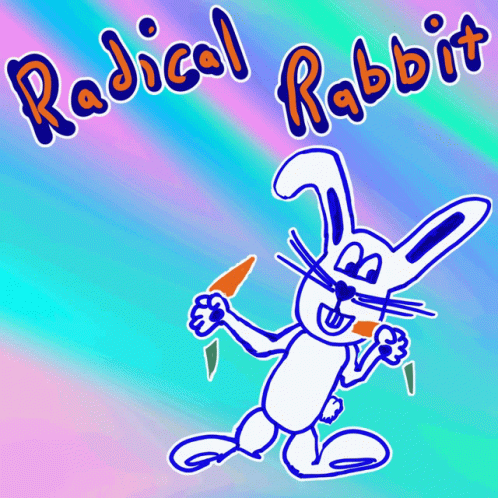 the rabbit is wearing glasses and is holding two tools