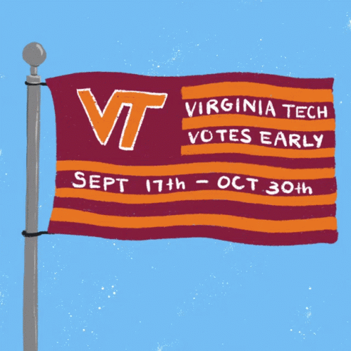 a purple banner with a v tech sign on it