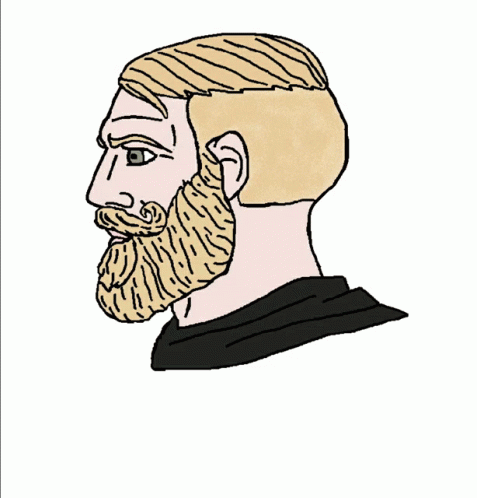 an inked illustration of a bearded man with a beard