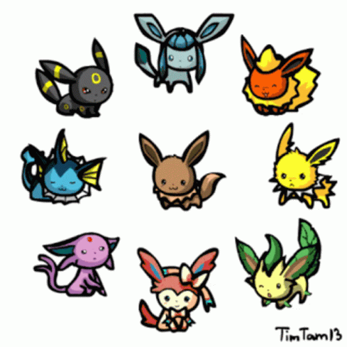a drawing of various cartoon pokemon character on white