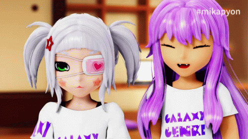 two animated girls wearing tshirts in a virtual world