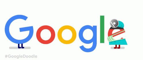 google logo and cartoon characters holding the google key