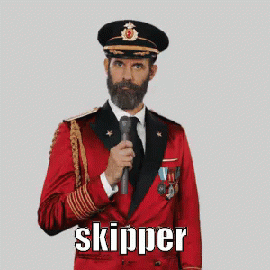 a poster showing a man in uniform with the words skipper on it
