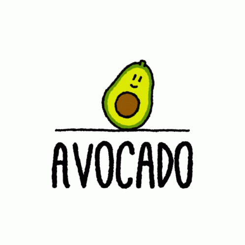 a sign with the word avocado in black letters
