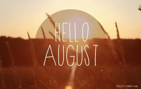 the silhouette of a bird flying in front of a circular image that says hello august