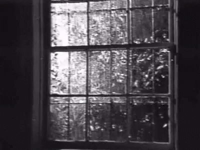 a black and white po of an open window