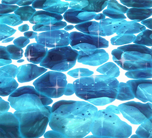 several rocks and pebbles are in a bright blue water