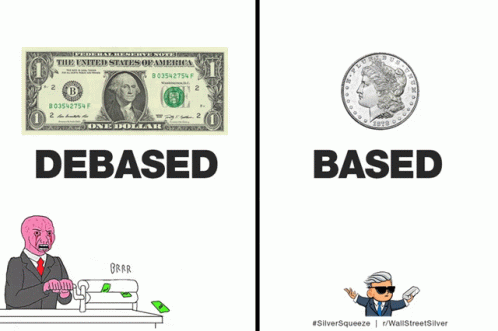 a cartoon shows two bills with different types of money