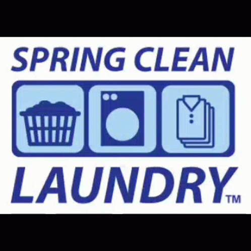 a sticker that reads spring clean and laundry