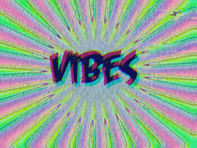 the word vibes is surrounded by colorful lights