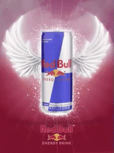 a can of red bull energy drink with white wings above it